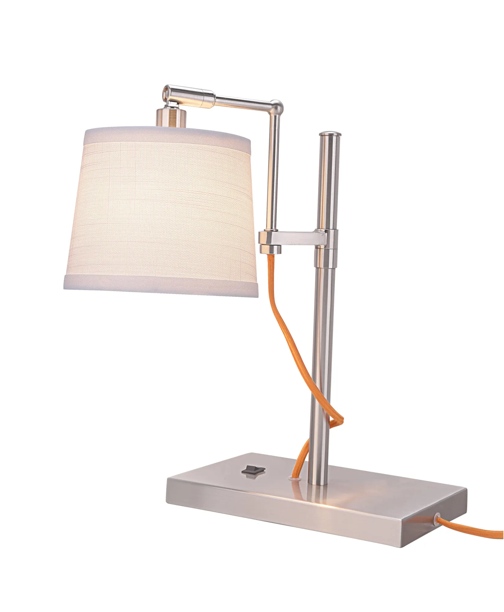 # 40157-11, 15" High Transitional Metal Task Lamp, Brushed Nickel Finish with Linen Fabric Lamp Shade, 6" wide