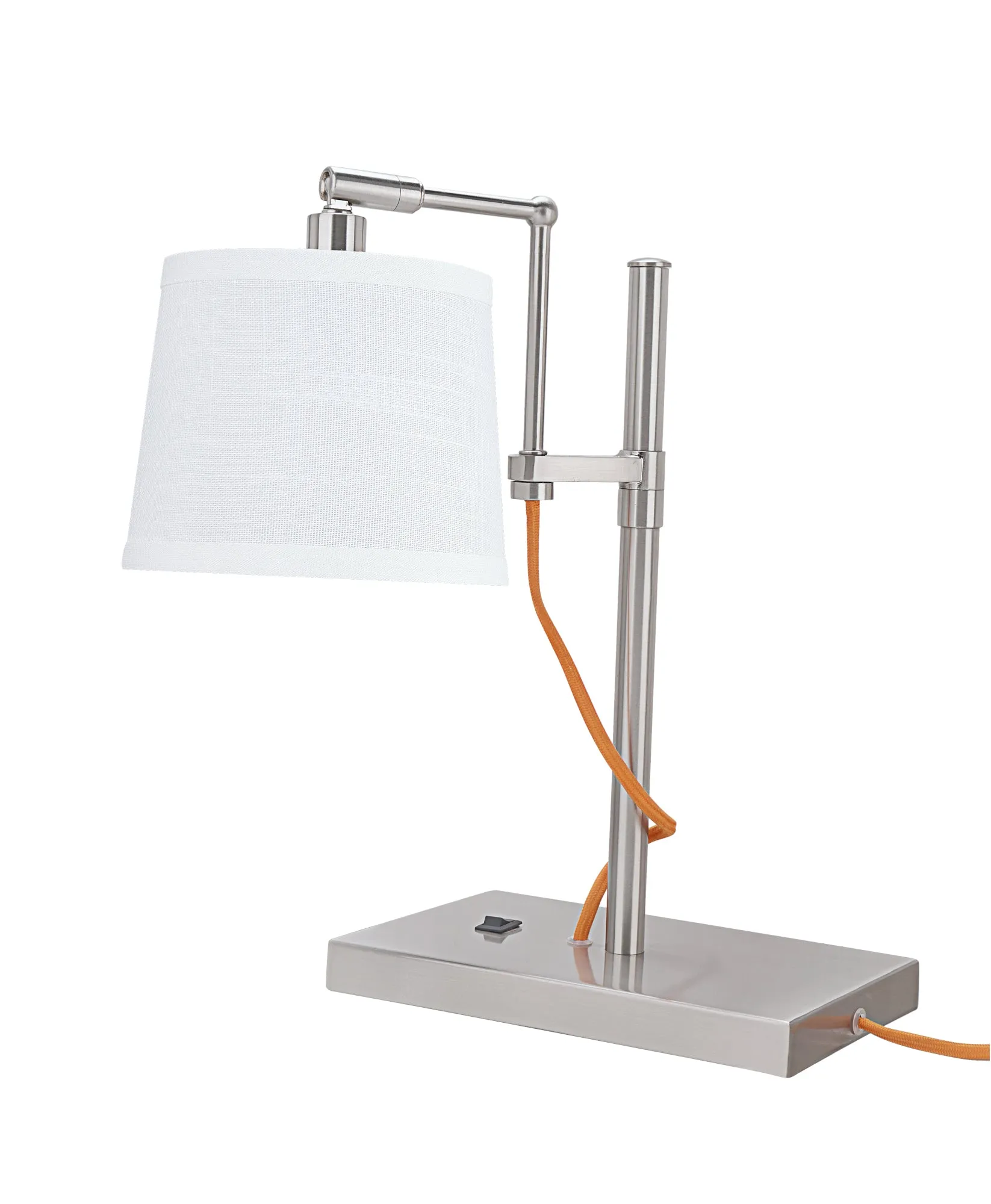 # 40157-11, 15" High Transitional Metal Task Lamp, Brushed Nickel Finish with Linen Fabric Lamp Shade, 6" wide