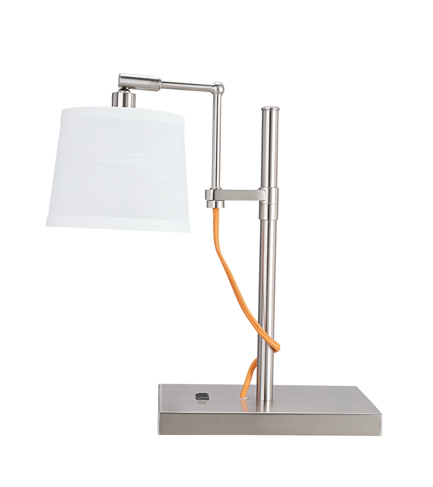 # 40157-11, 15" High Transitional Metal Task Lamp, Brushed Nickel Finish with Linen Fabric Lamp Shade, 6" wide