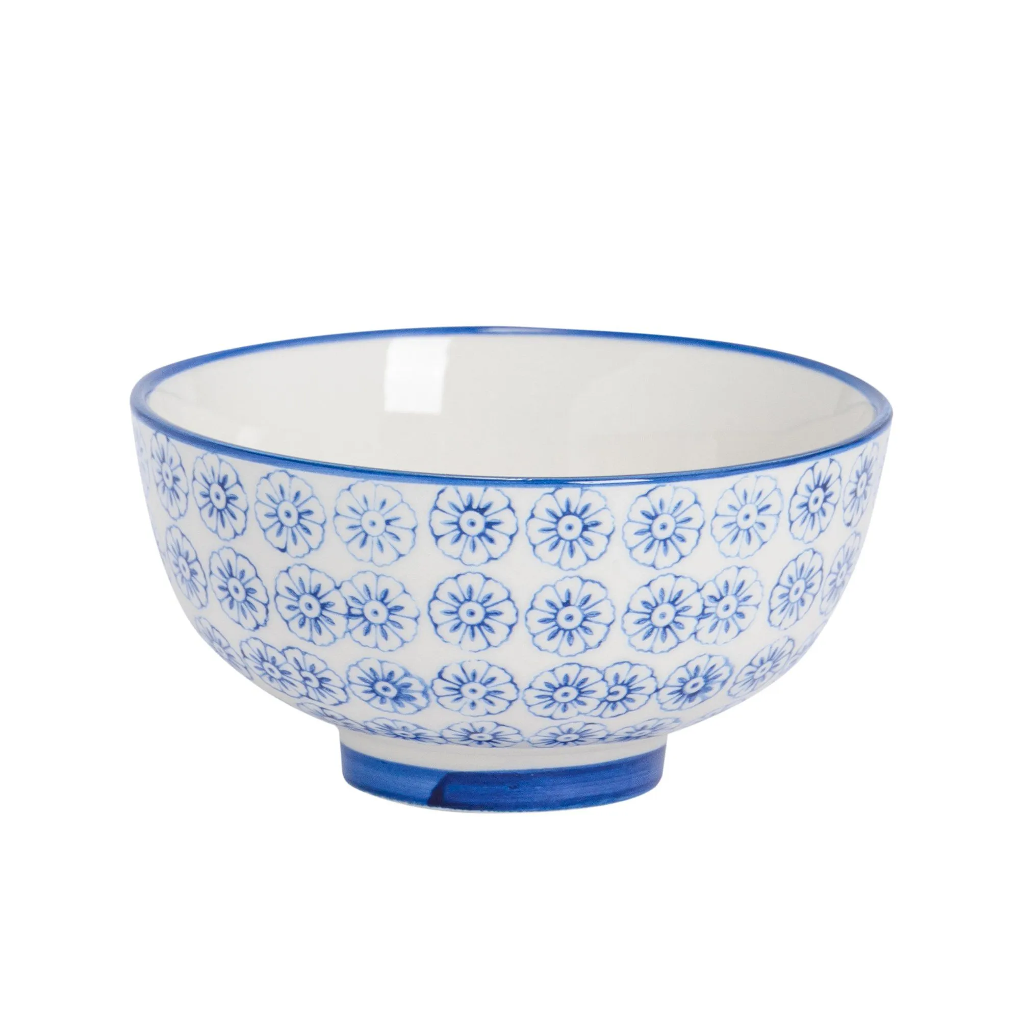 12cm Hand Printed Stoneware Rice Bowls - Pack of Six - By Nicola Spring