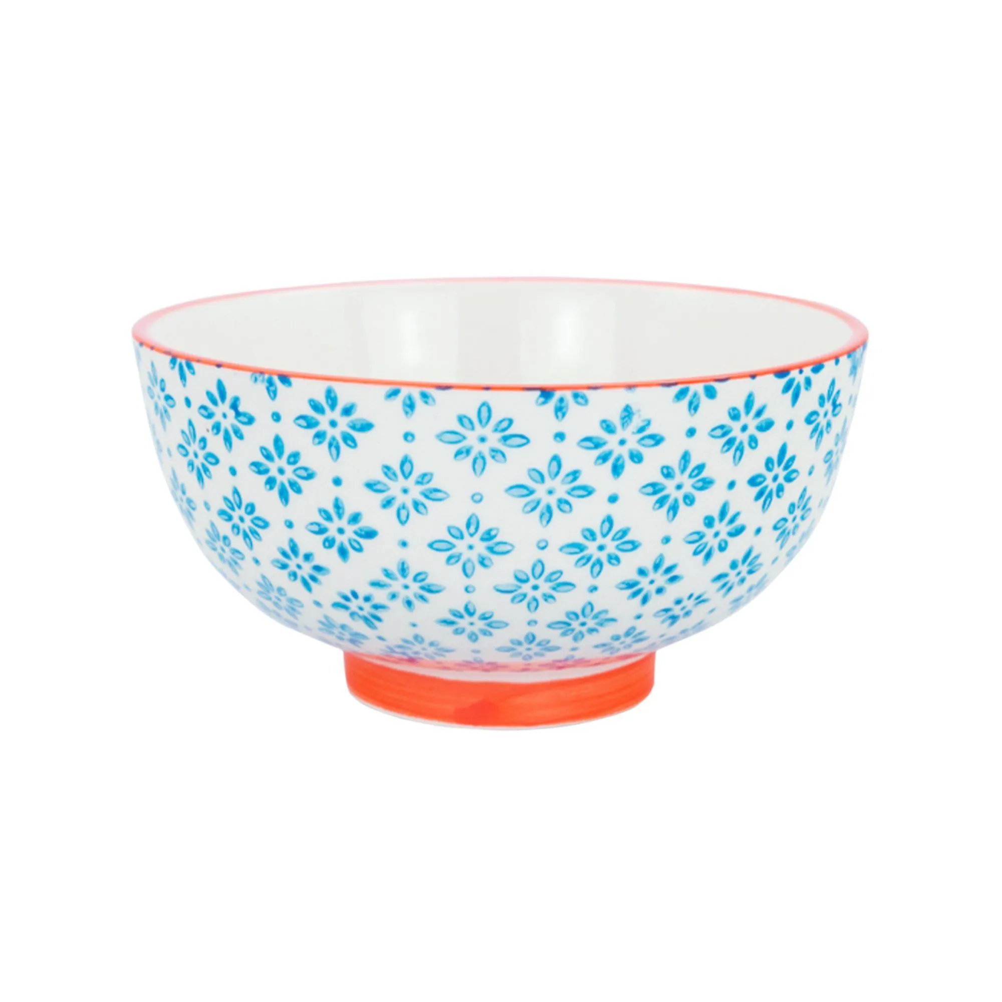 12cm Hand Printed Stoneware Rice Bowls - Pack of Six - By Nicola Spring
