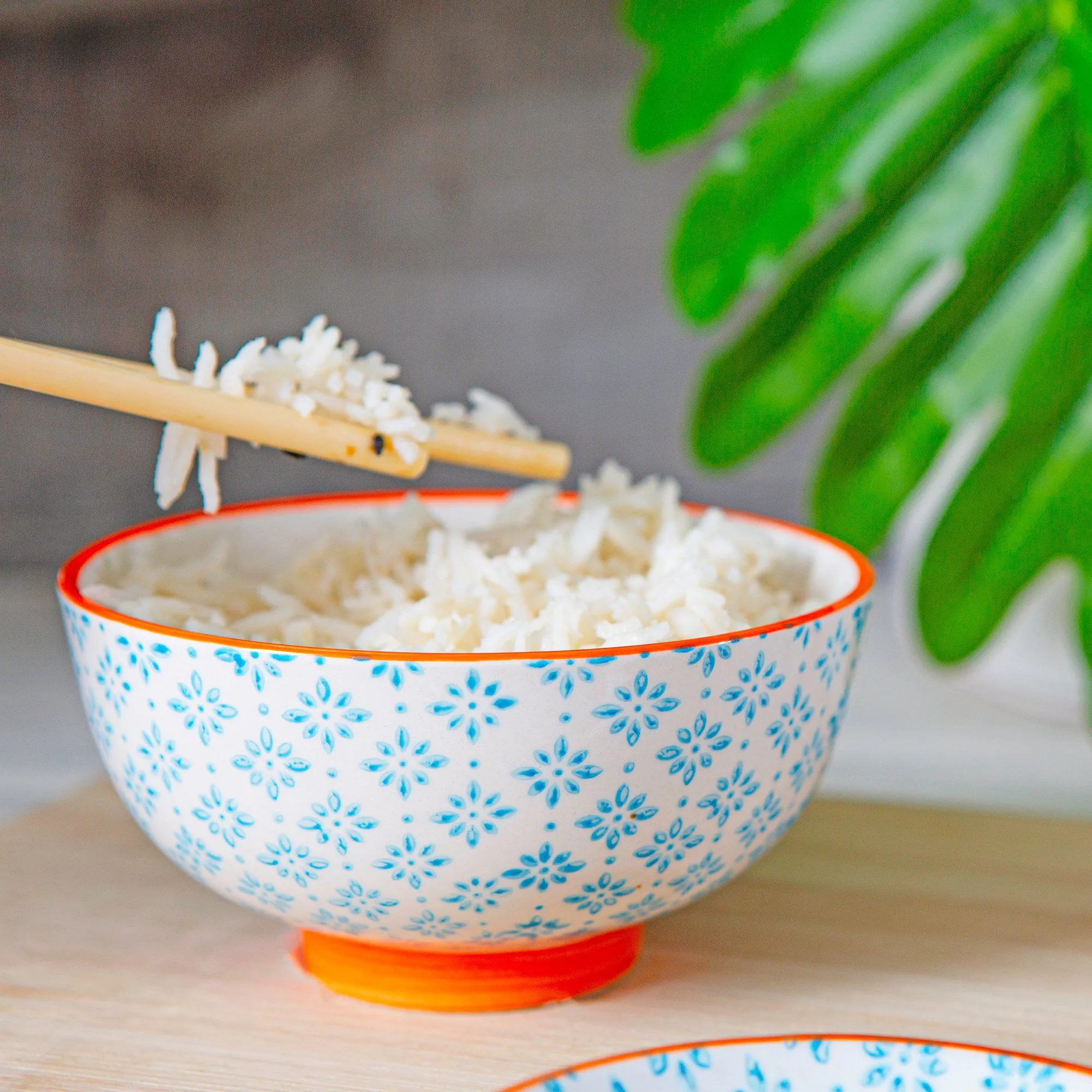 12cm Hand Printed Stoneware Rice Bowls - Pack of Six - By Nicola Spring