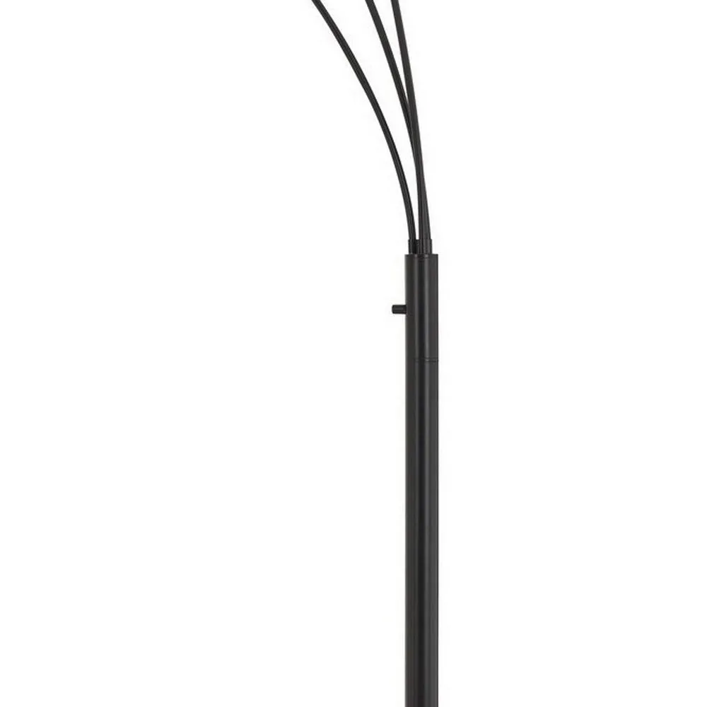 180 Watt Metal Floor Lamp with 3 Arms and Cage Shades, Black By Casagear Home