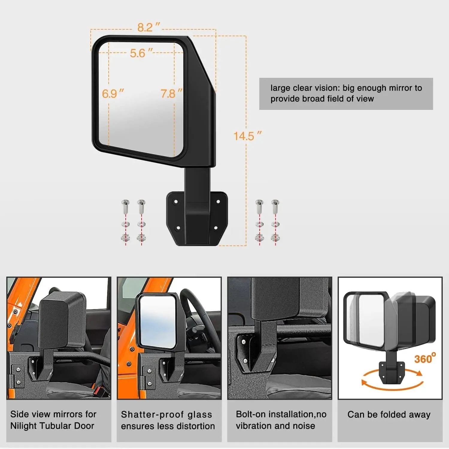 2018-2023 Jeep Wrangler JL | 2020-2023 Gladiator JT 2Door Front Rear Tubular Doors with Side View Mirrors