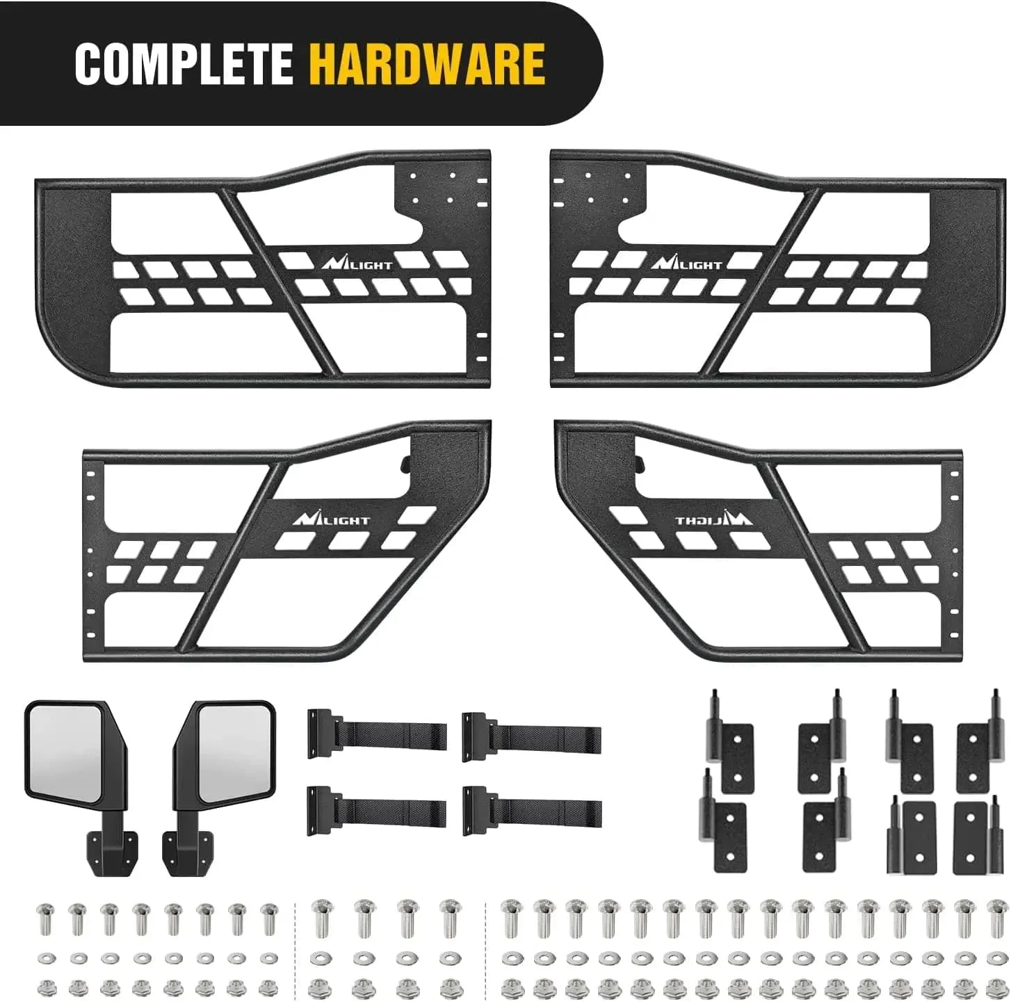 2018-2023 Jeep Wrangler JL | 2020-2023 Gladiator JT 2Door Front Rear Tubular Doors with Side View Mirrors
