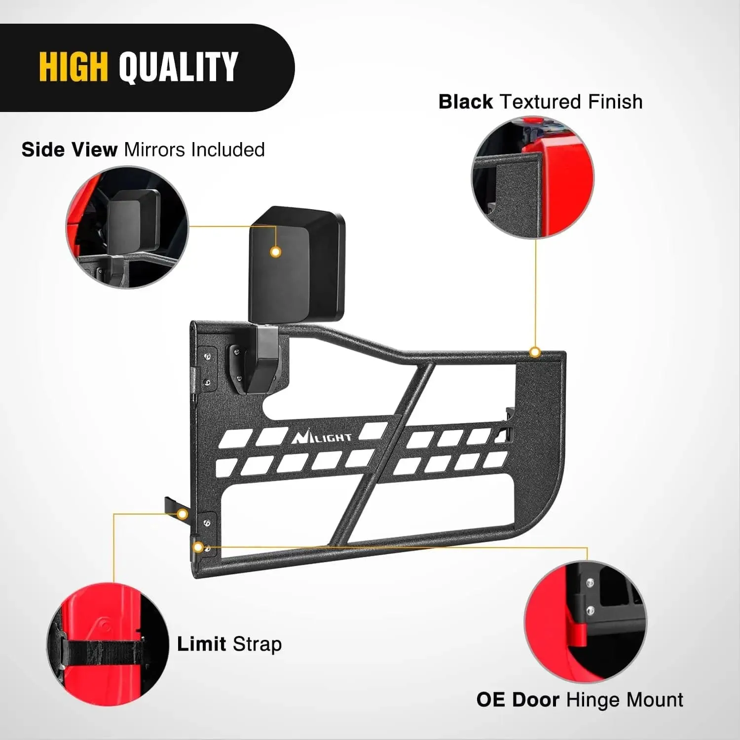 2018-2023 Jeep Wrangler JL | 2020-2023 Gladiator JT 2Door Front Tubular Doors with Side View Mirrors