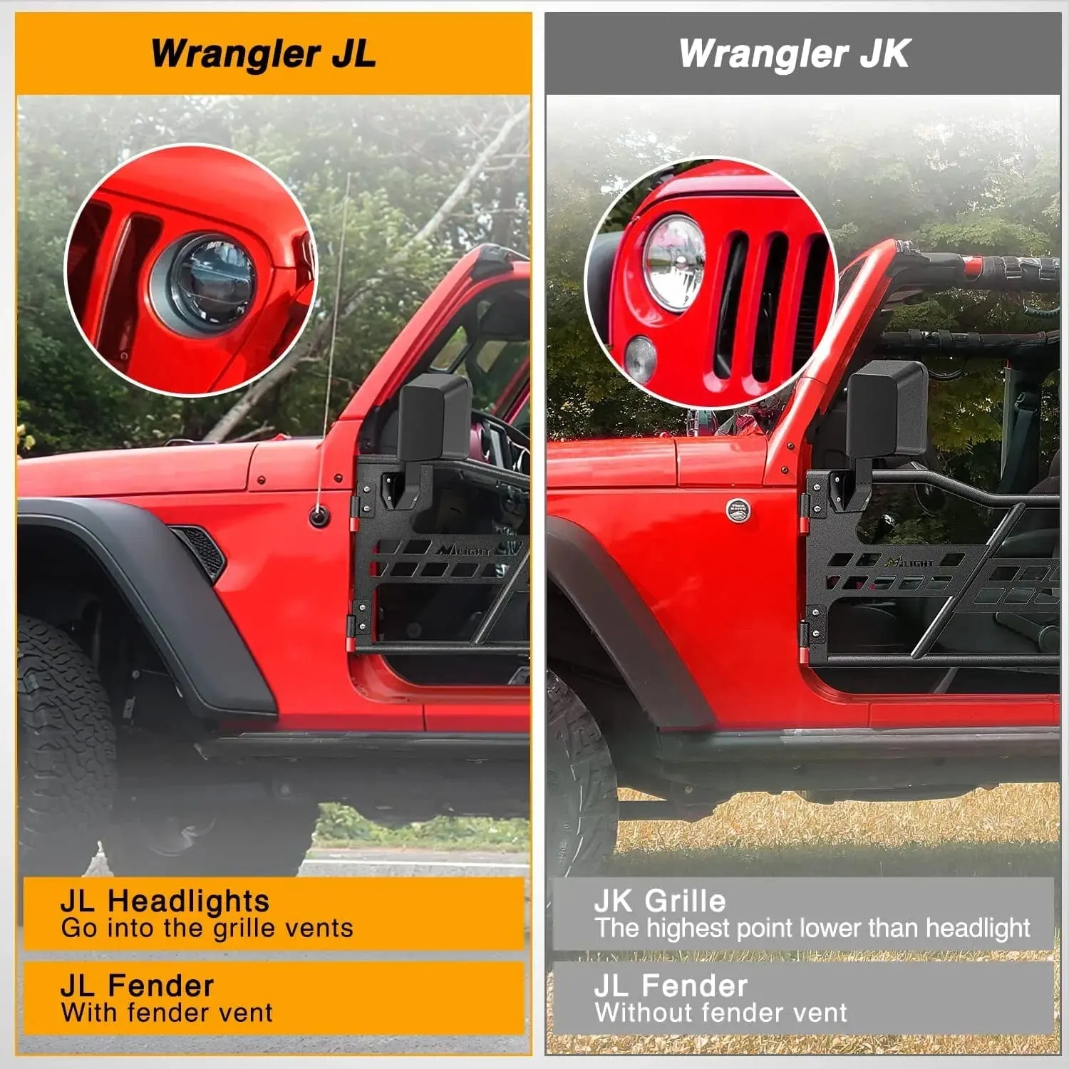 2018-2023 Jeep Wrangler JL | 2020-2023 Gladiator JT 2Door Front Tubular Doors with Side View Mirrors