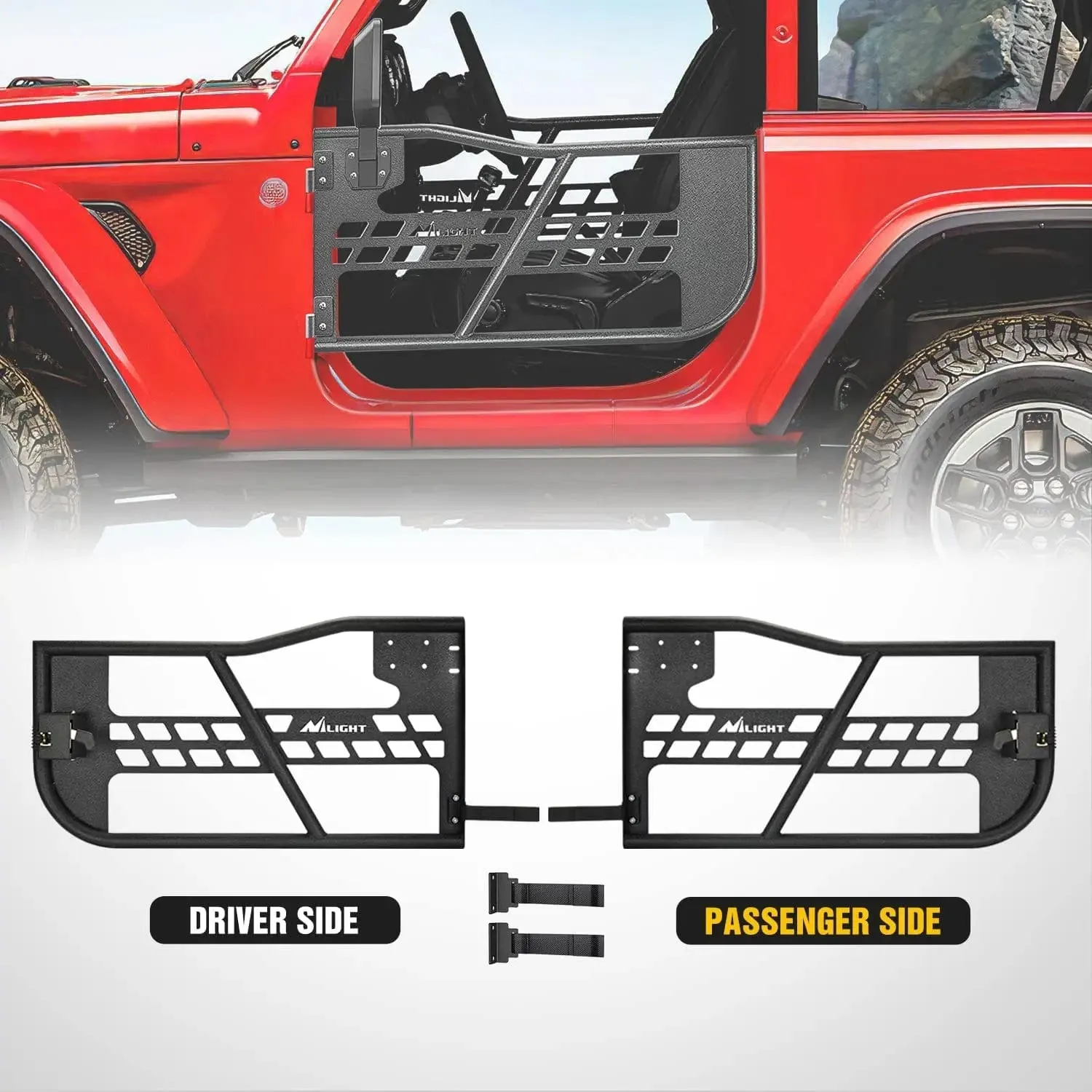 2018-2023 Jeep Wrangler JL | 2020-2023 Gladiator JT 2Door Front Tubular Doors with Side View Mirrors