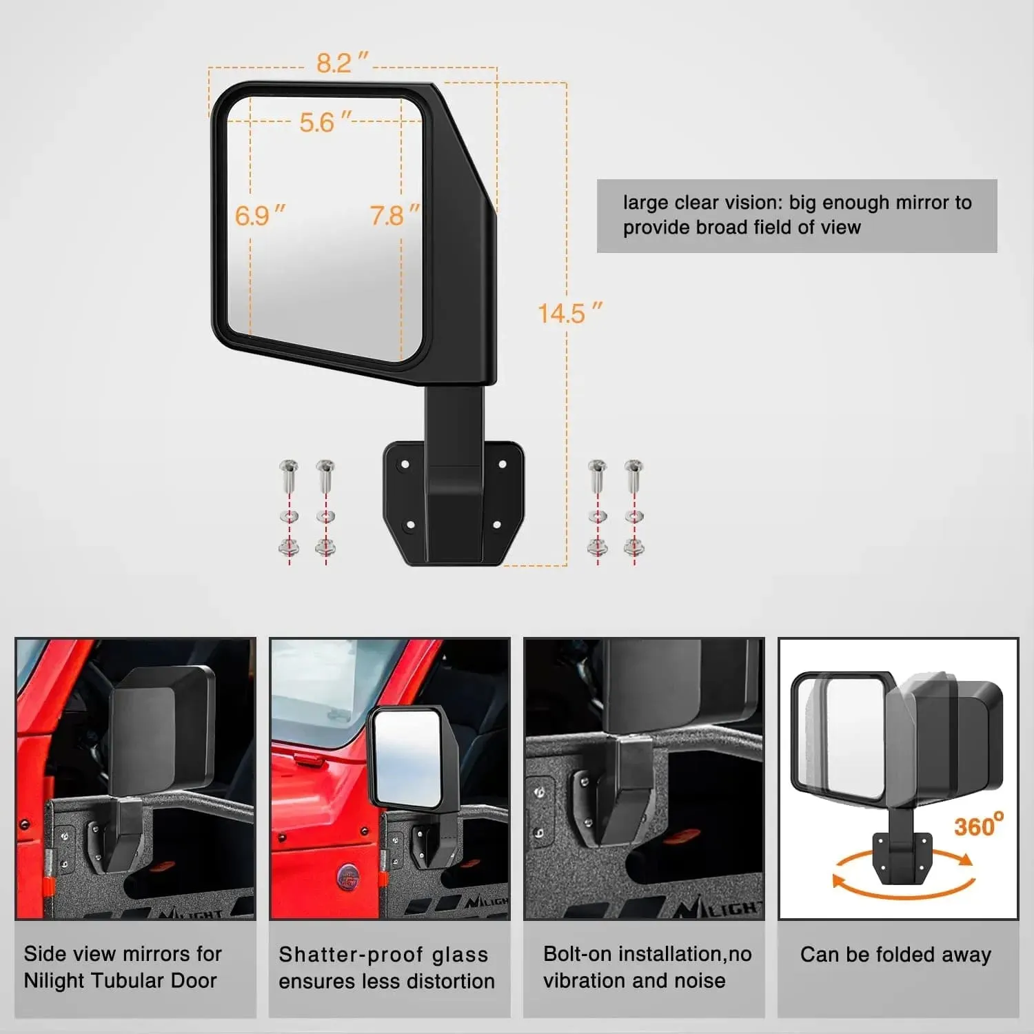 2018-2023 Jeep Wrangler JL | 2020-2023 Gladiator JT 2Door Front Tubular Doors with Side View Mirrors