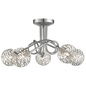 5 Light Chrome Twist Ceiling Light Fitting