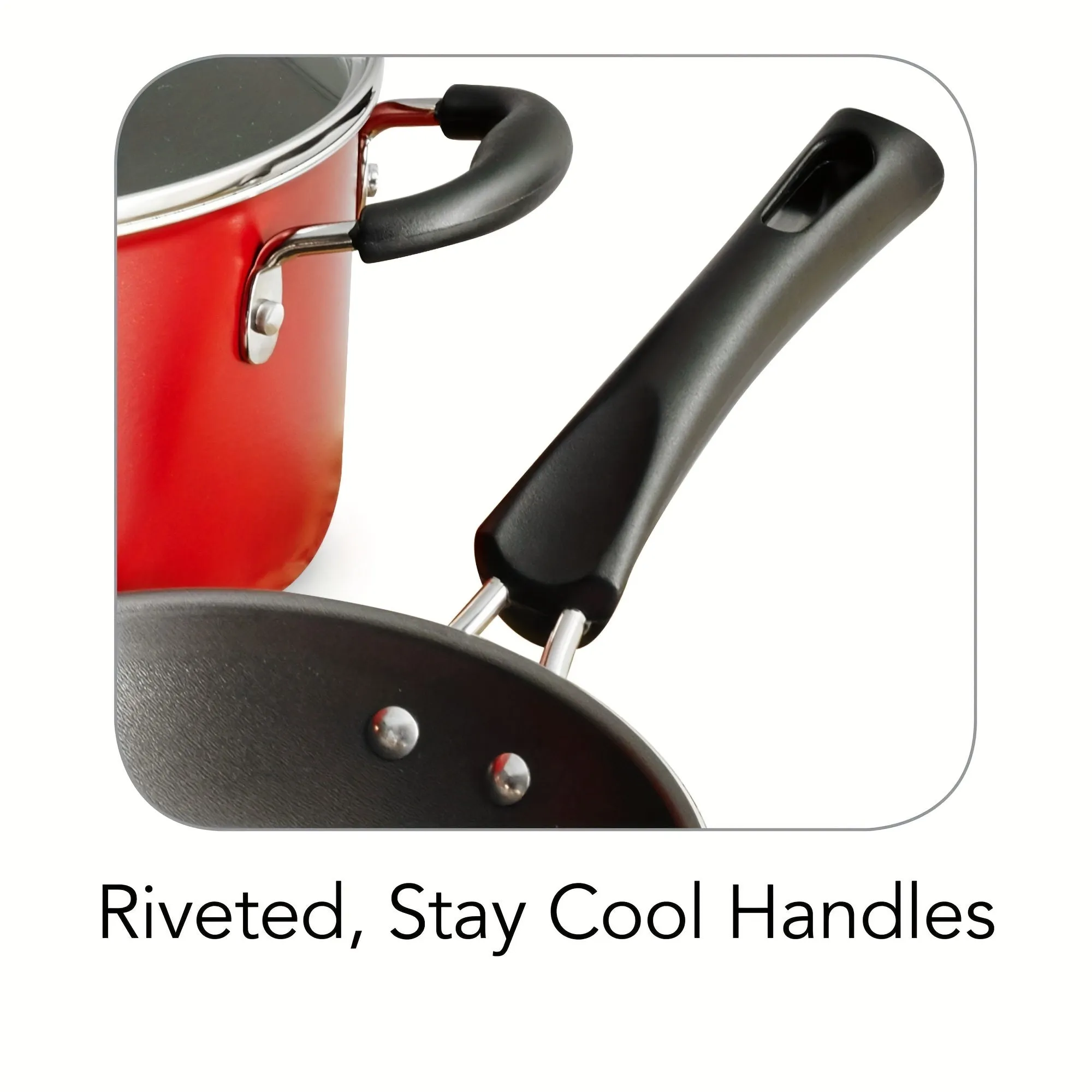 9-Piece Non-stick Cookware Set, Red, Skillet. 9- Piece Non -stick Cookware Set, Red, Skillet
