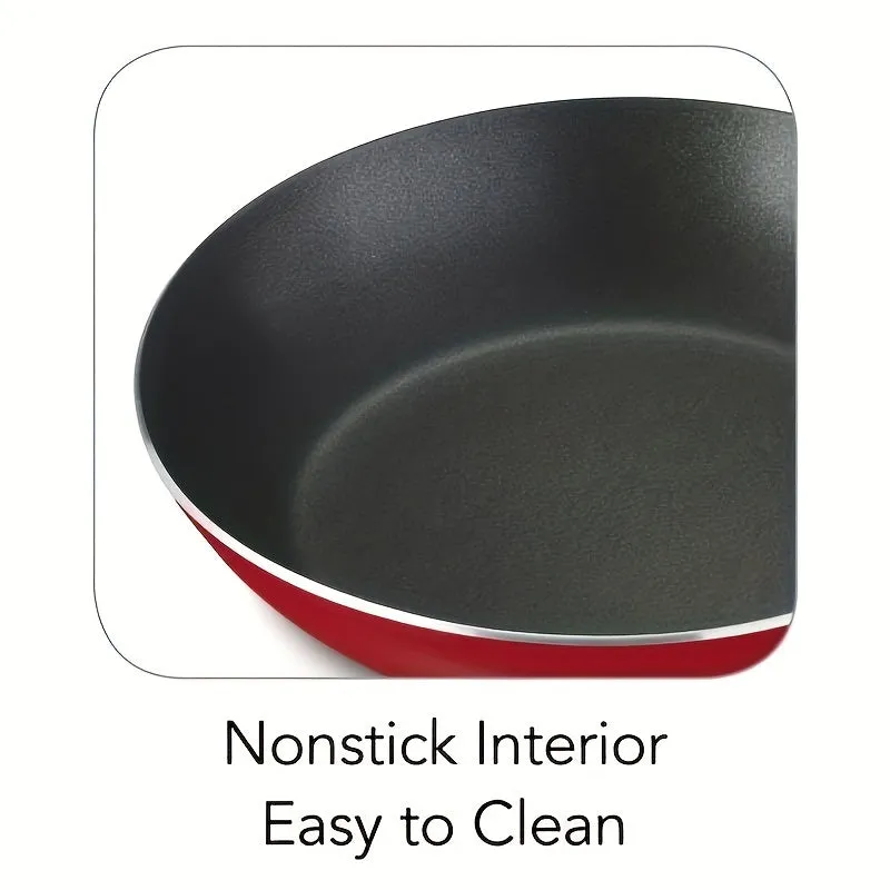 9-Piece Non-stick Cookware Set, Red, Skillet. 9- Piece Non -stick Cookware Set, Red, Skillet