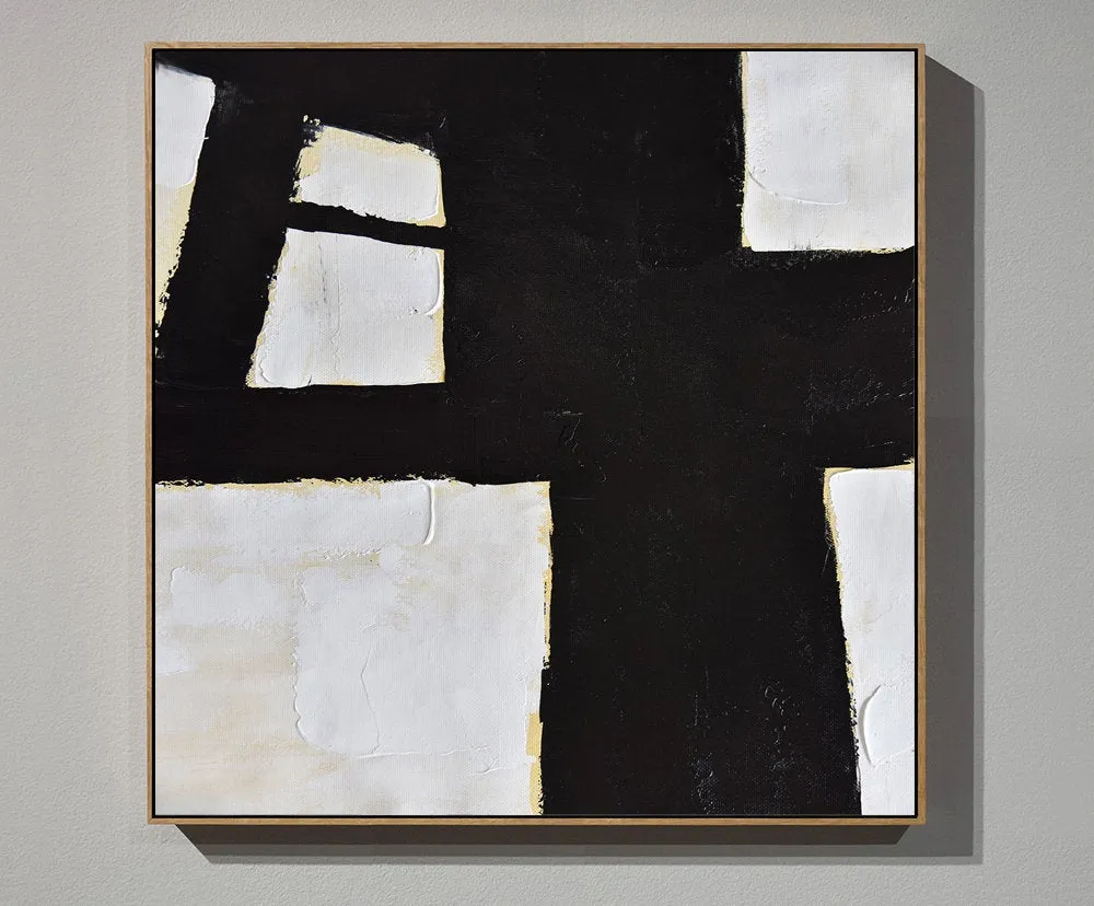 Abstract Art Black and White Minimalist Painting Yp076