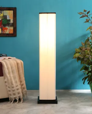 Ageless Design Multicolor Cotton Square Wood Floor Lamp | 2.8 Feet