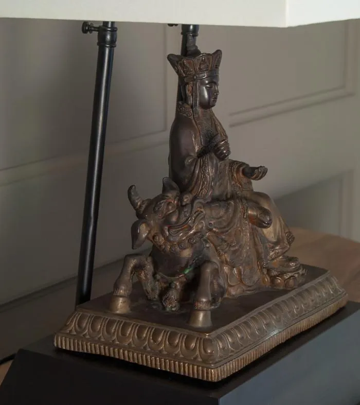 Bbuddhist Deity, Guan Yin Upon Unicorn Table Lamp