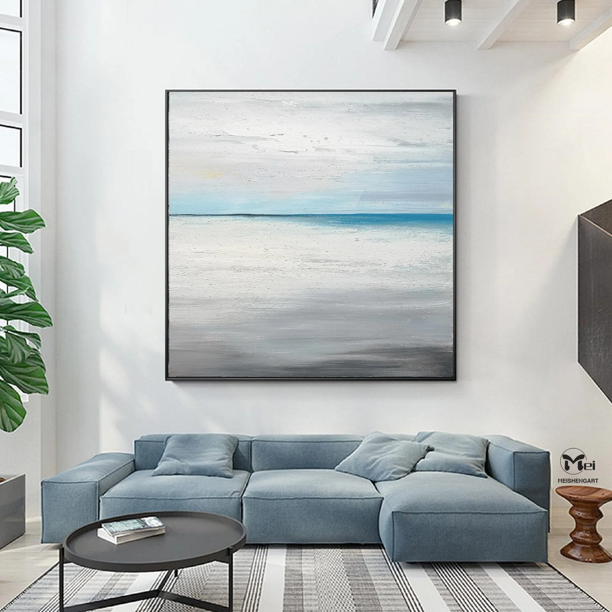 Beach Painting on Canvas Blue Ocean Painting Bedroom Ap103