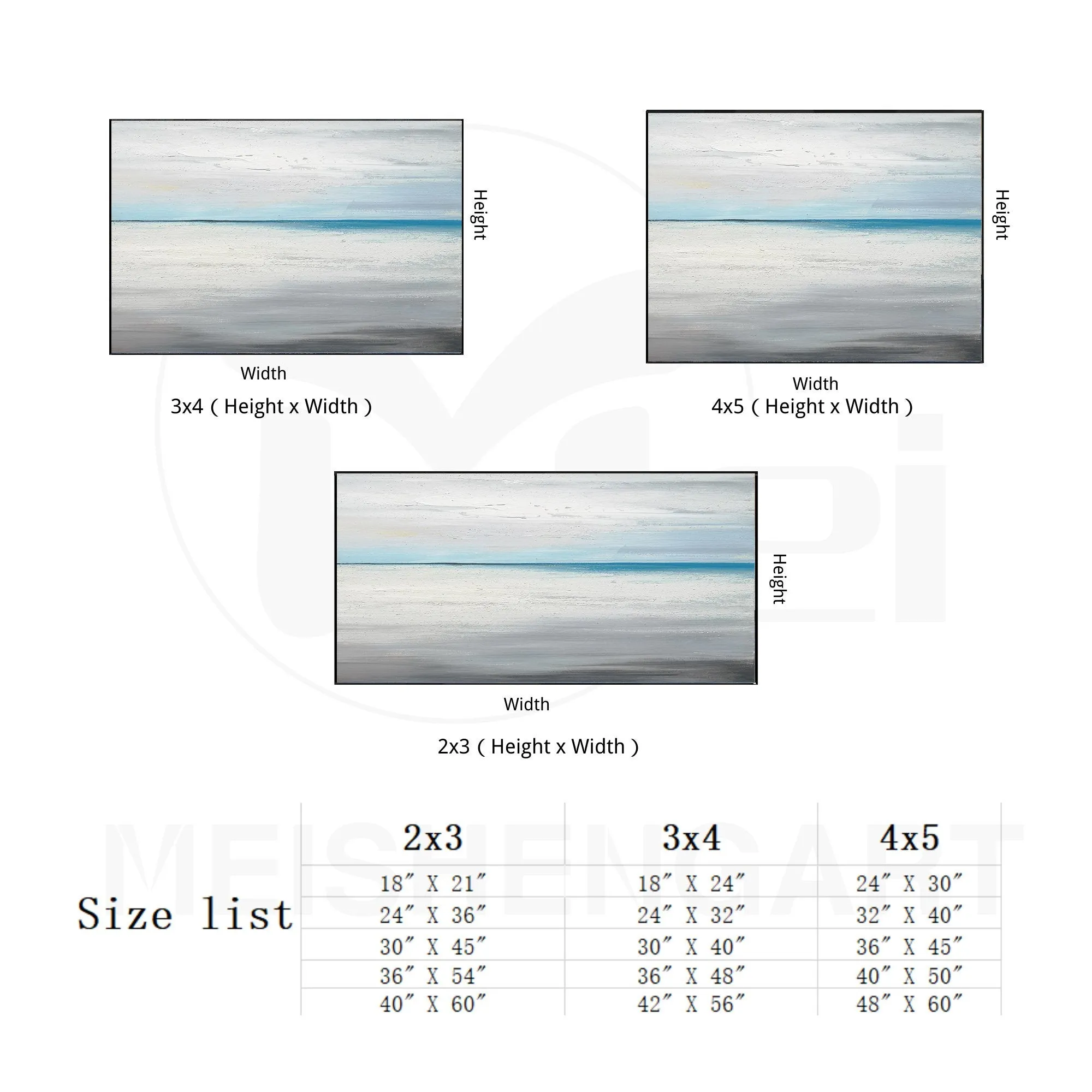 Beach Painting on Canvas Blue Ocean Painting Bedroom Ap103
