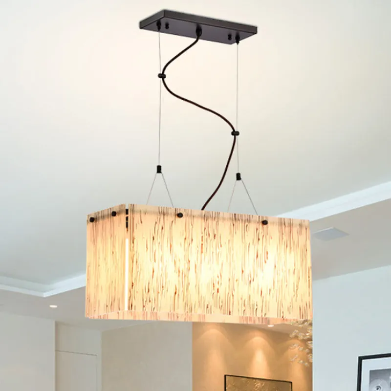Beige Glass Island Pendant Light with Modernist Style, 4 Heads - Dining Room Lighting