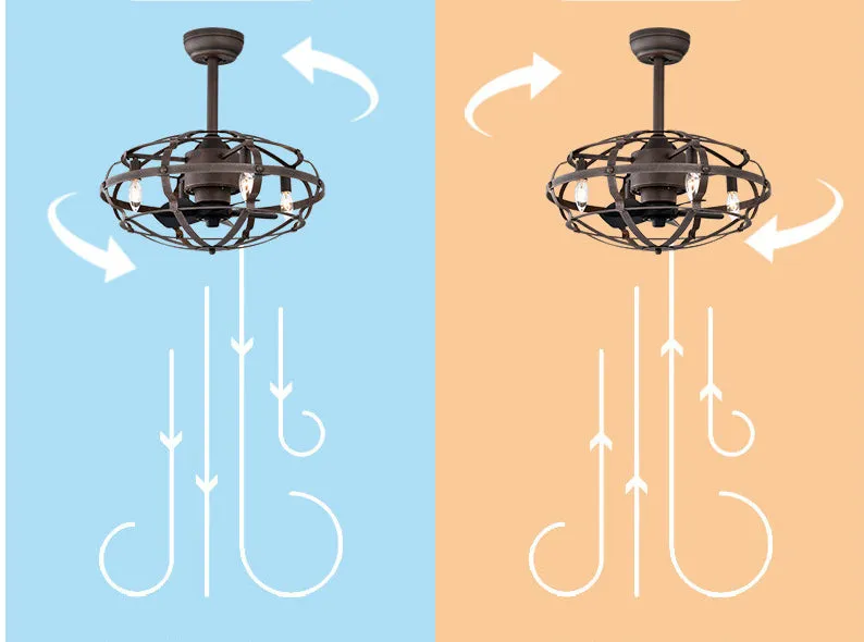 Best sells Modern Enclosed Ceiling Fan Indoor with Remote Control and Bladeless Rust Red Industrial Ceiling Fan Light Kit