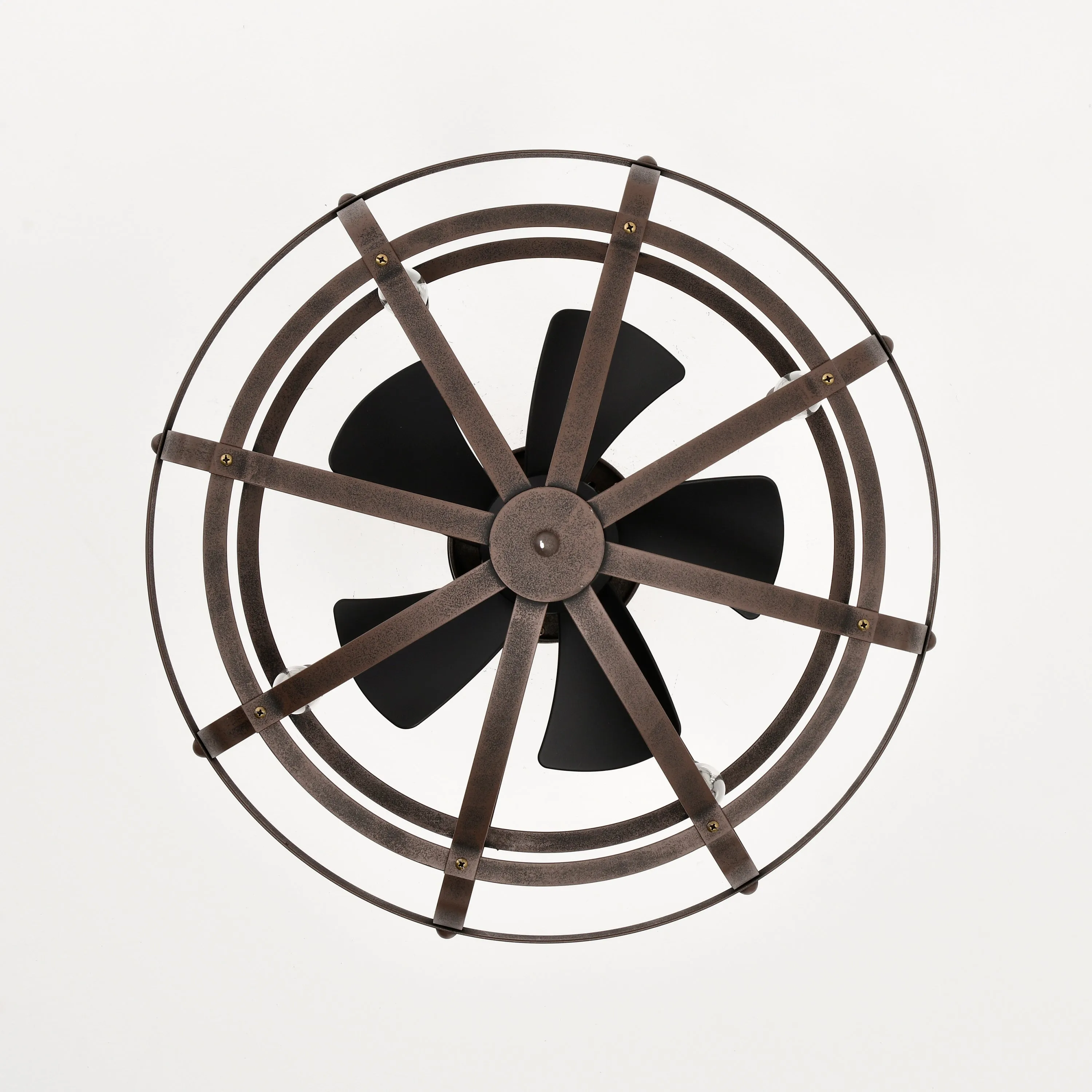 Best sells Modern Enclosed Ceiling Fan Indoor with Remote Control and Bladeless Rust Red Industrial Ceiling Fan Light Kit