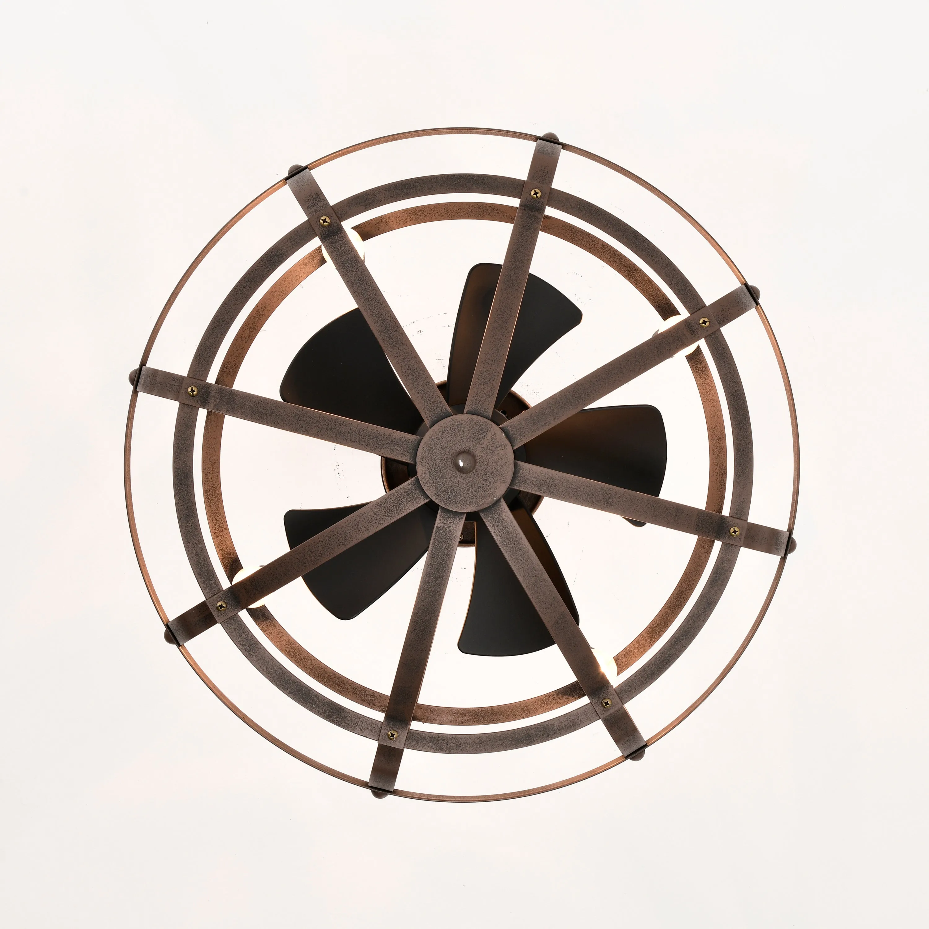 Best sells Modern Enclosed Ceiling Fan Indoor with Remote Control and Bladeless Rust Red Industrial Ceiling Fan Light Kit