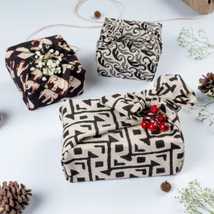 Black & White Fabric Gift Wrap | Usage As Kitchen Linen or Scarf or Travel