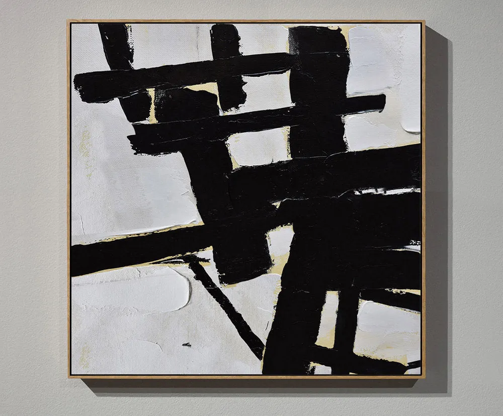 Black and White Abstract Painting Minimalist Art Modern Wall Art Decor Yp071