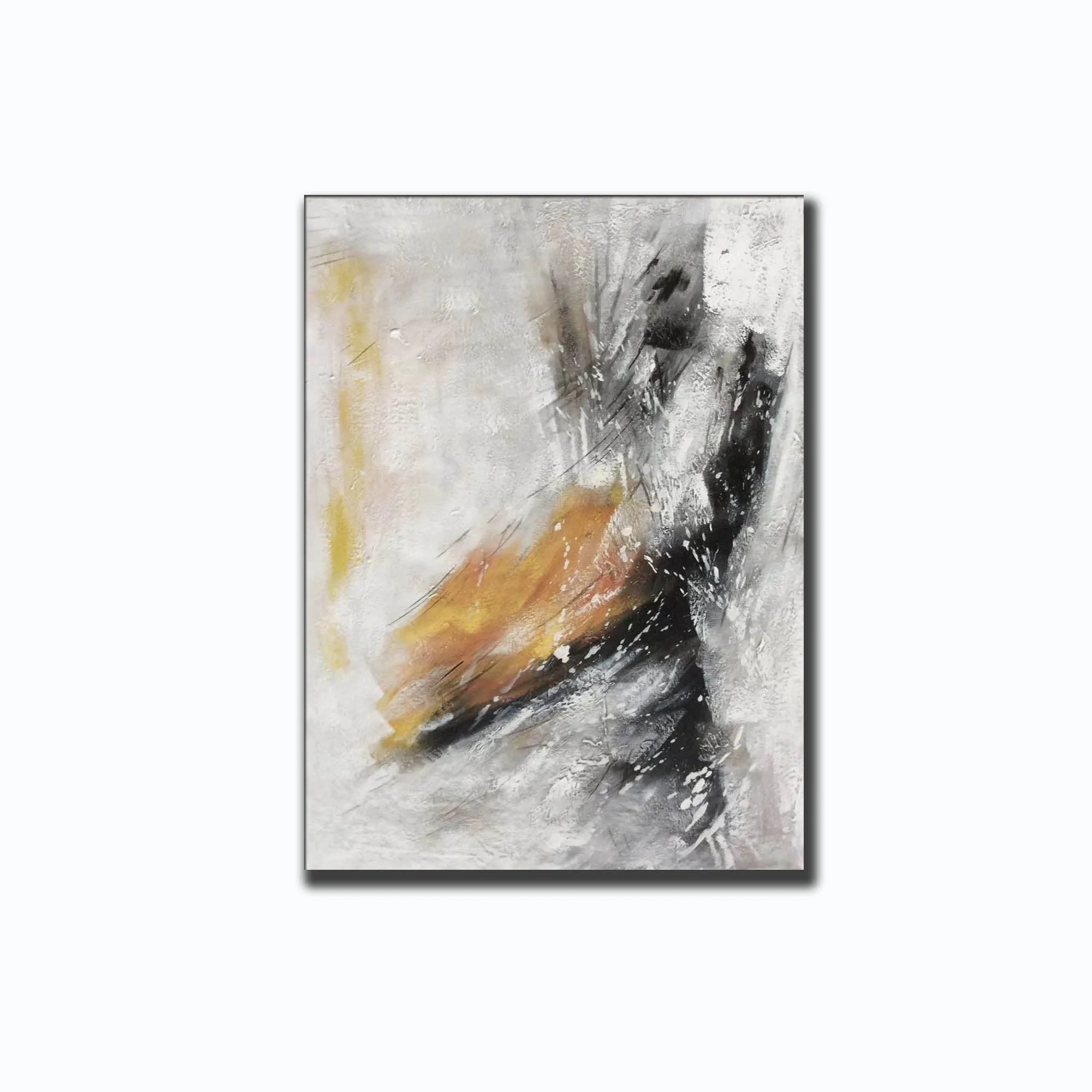 Black White Yellow Abstract Painting Oversized Modern Canvas Painting Sp072