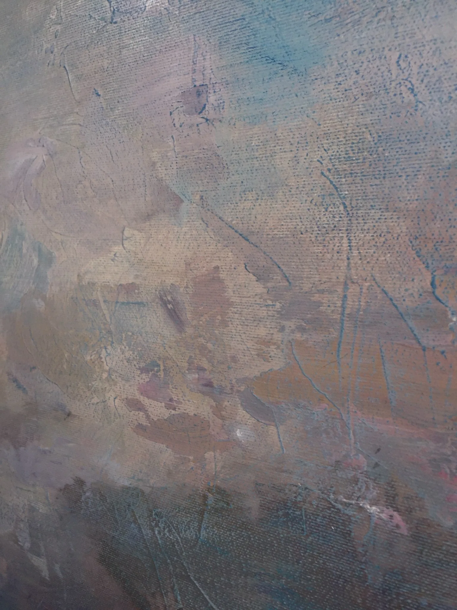 Blue Gray Sky Abstract Painting On Canvas Living Room Art Sp036