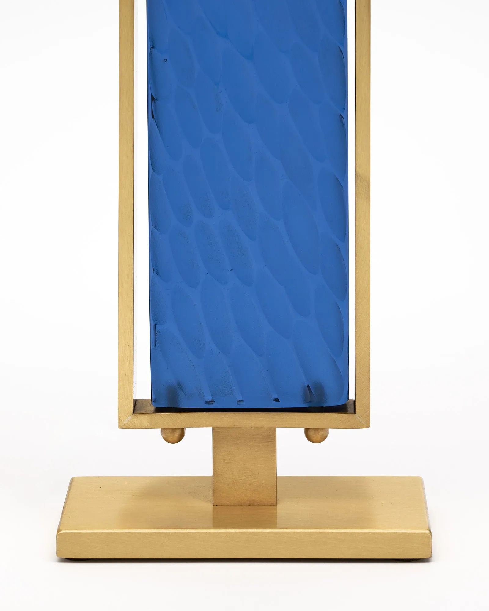 Blue Hued Murano Glass and Brass Table Lamps