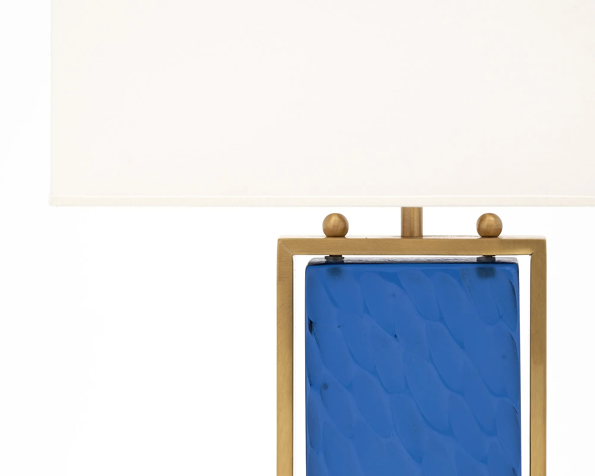 Blue Hued Murano Glass and Brass Table Lamps