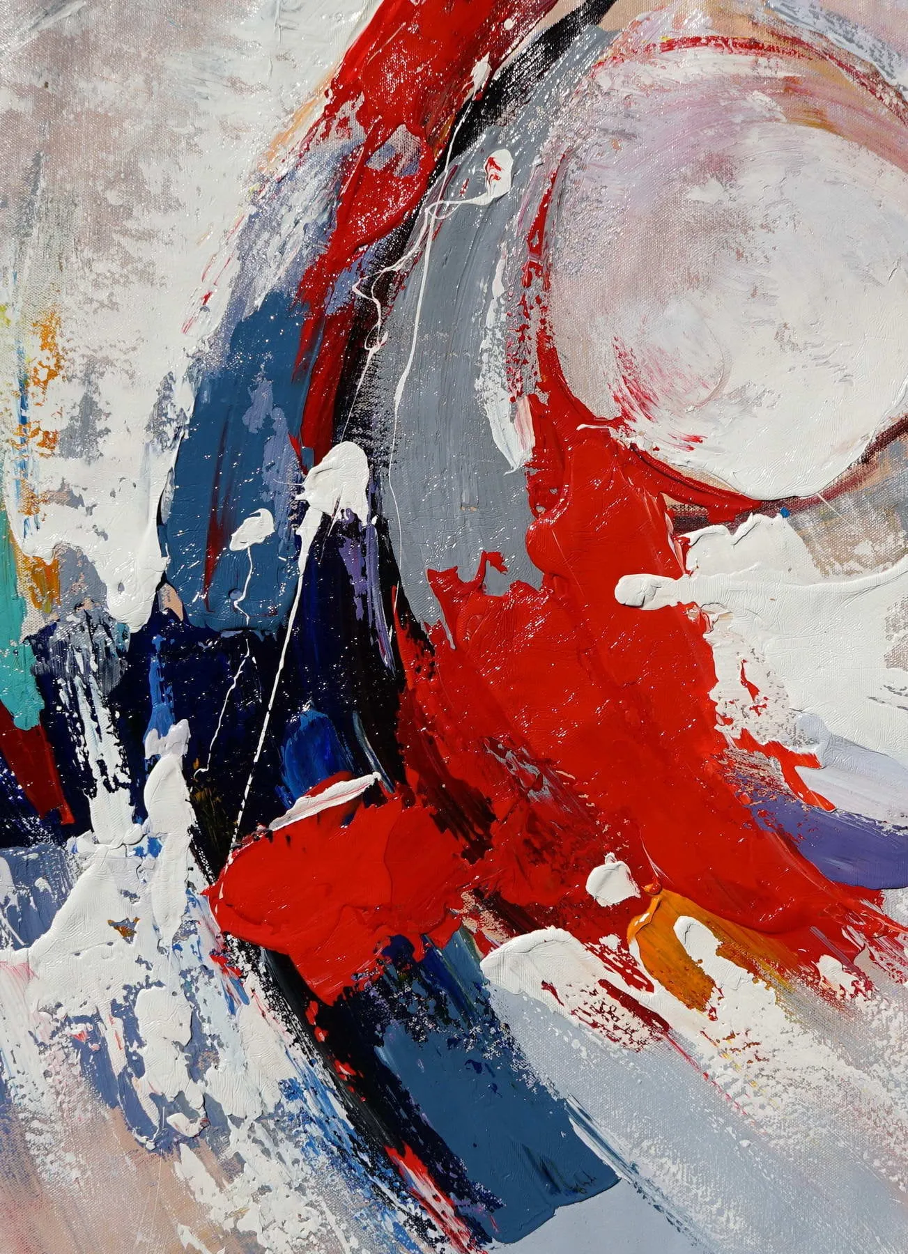 Blue Red White Abstract Painting Palette Knife Contemporary Painting Sp087