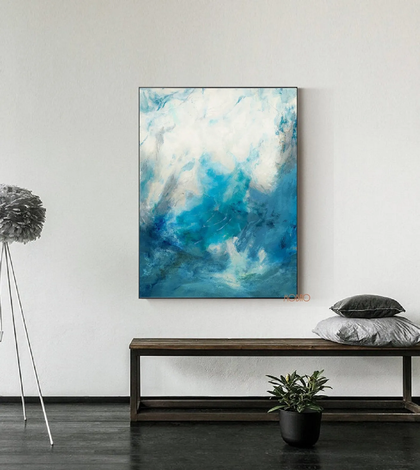 Blue Sky And White Cloud Canvas Abstract Painting Gp032