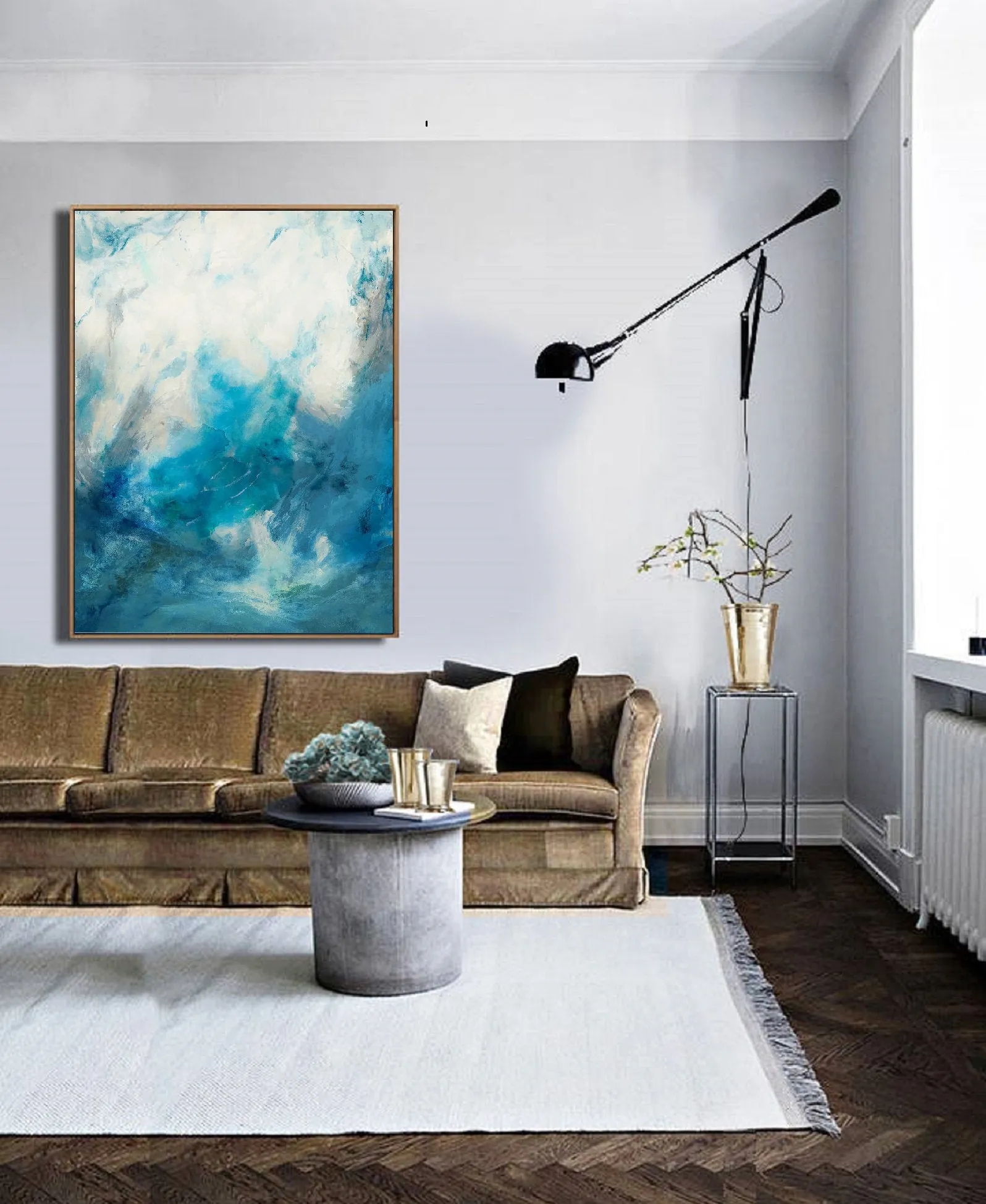 Blue Sky And White Cloud Canvas Abstract Painting Gp032