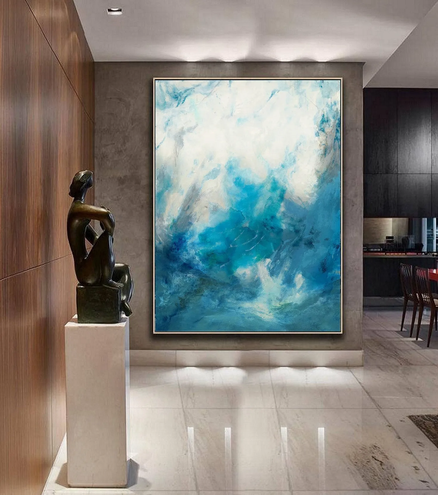 Blue Sky And White Cloud Canvas Abstract Painting Gp032