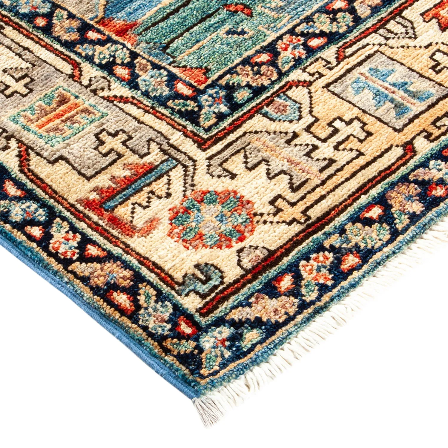 Blue Traditional Wool Rug - 4'1" x 6'2"