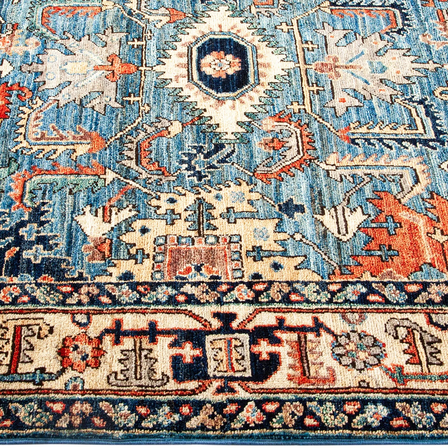 Blue Traditional Wool Rug - 4'1" x 6'2"