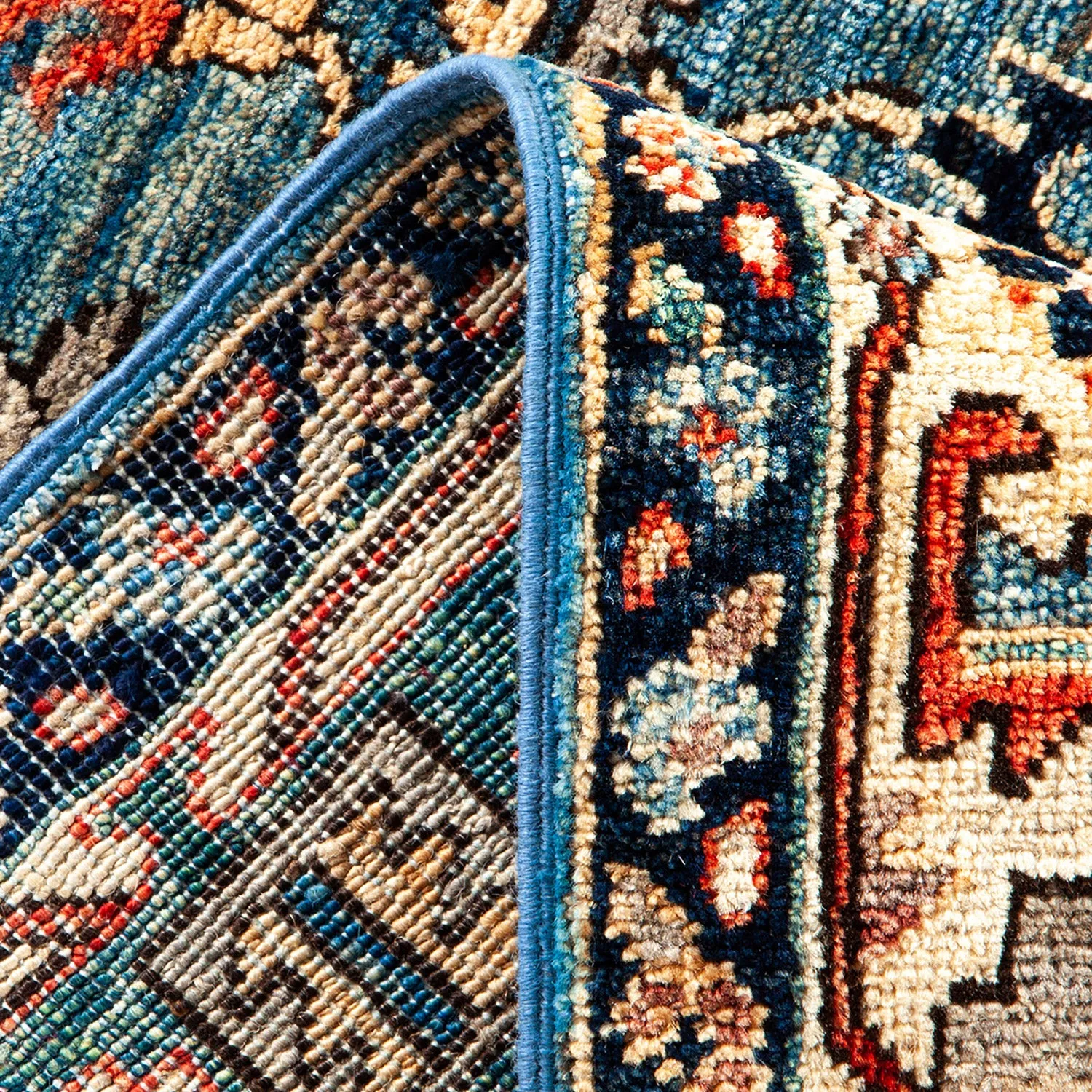Blue Traditional Wool Rug - 4'1" x 6'2"