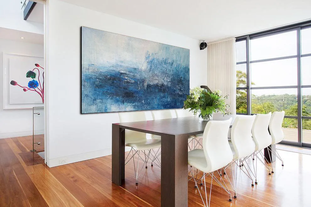 Blue White Abstract Painting,Abstract Painting Large Works of Art Dp123