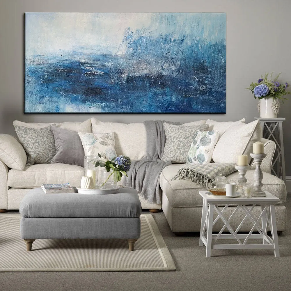 Blue White Abstract Painting,Abstract Painting Large Works of Art Dp123
