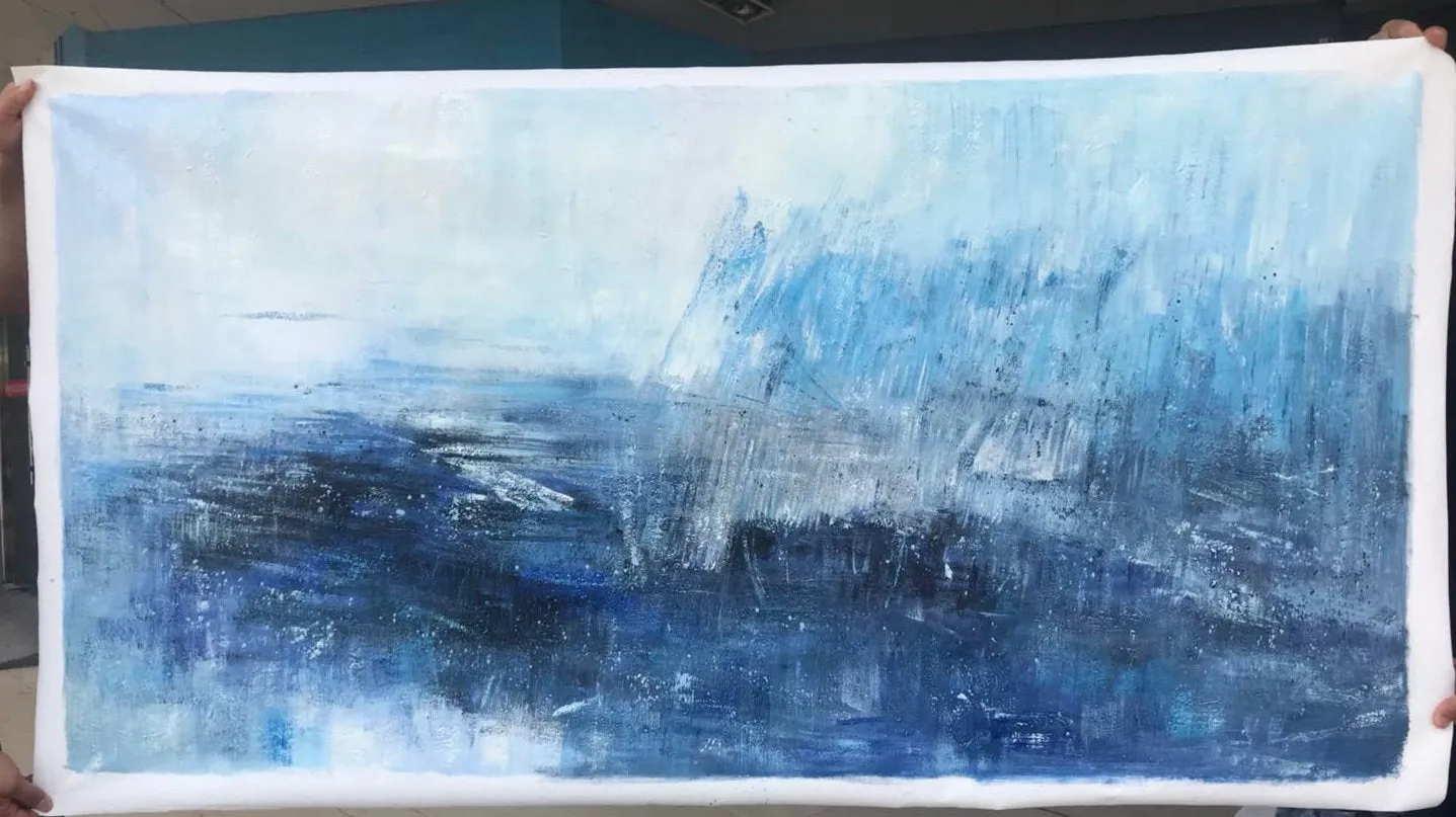 Blue White Abstract Painting,Abstract Painting Large Works of Art Dp123