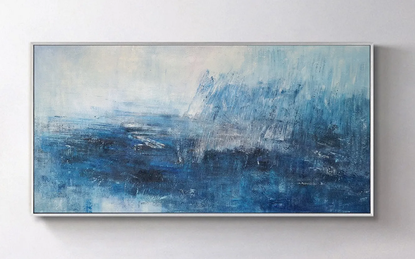 Blue White Abstract Painting,Abstract Painting Large Works of Art Dp123
