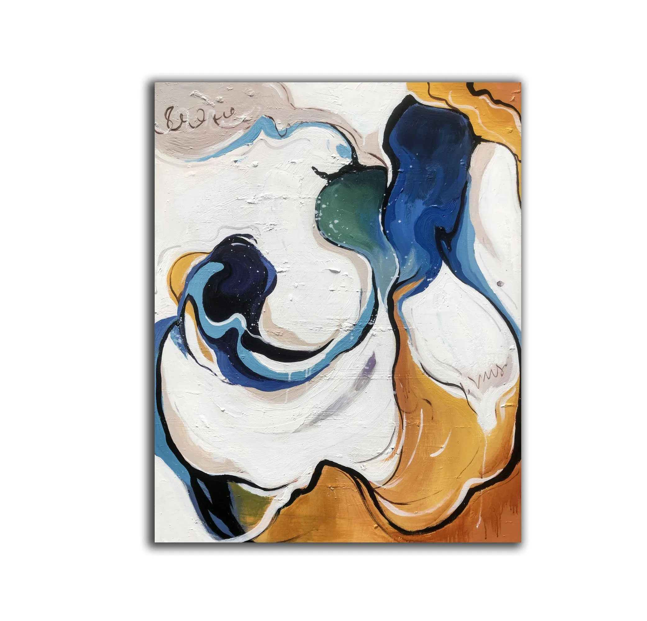 Blue White Yellow Abstract Painting Modern Canvas Art Sp092