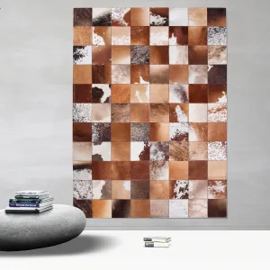Brown and Cream Patchwork Hide Rug