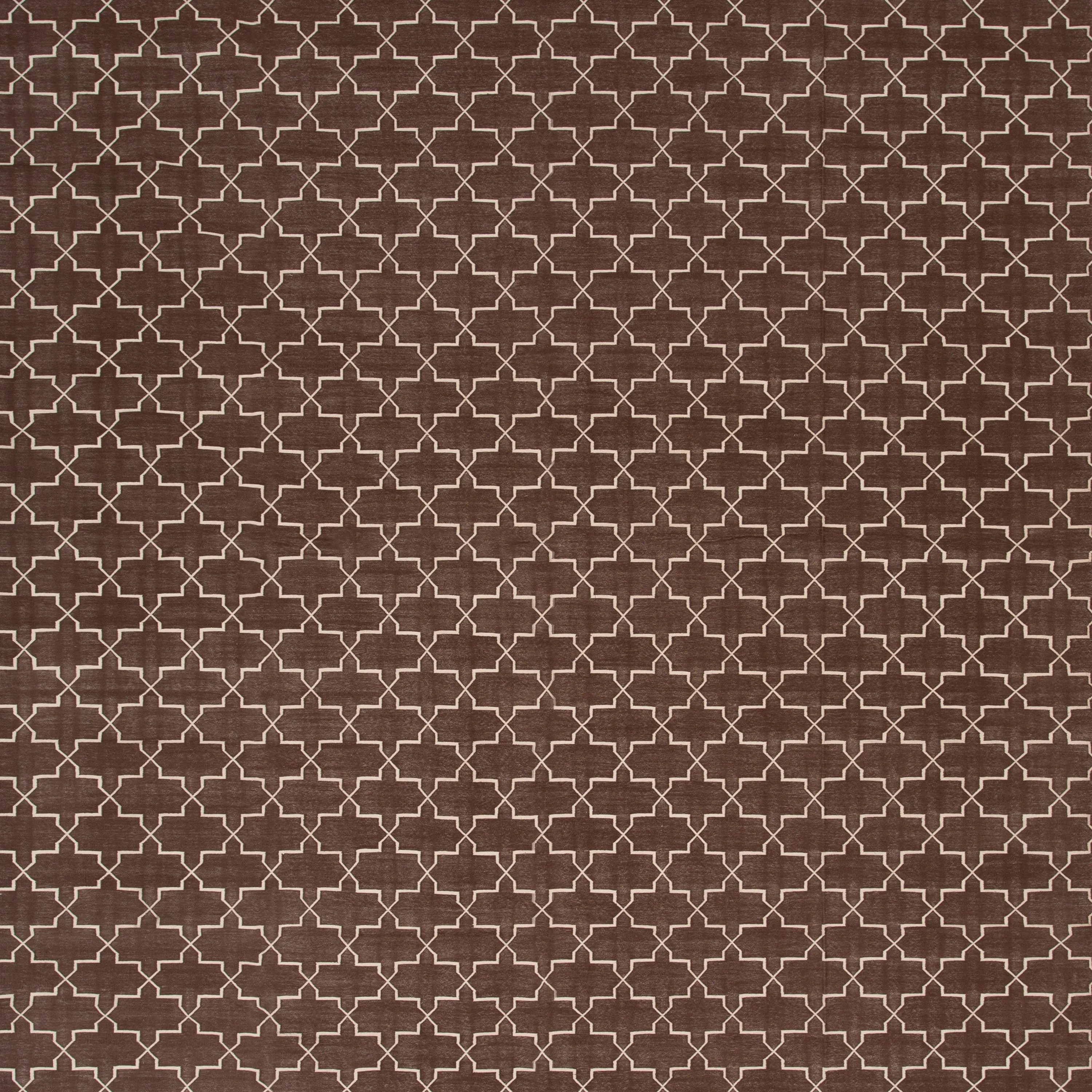 Brown Geometric Dhurrie Cotton Rug - 10' x 14'25"