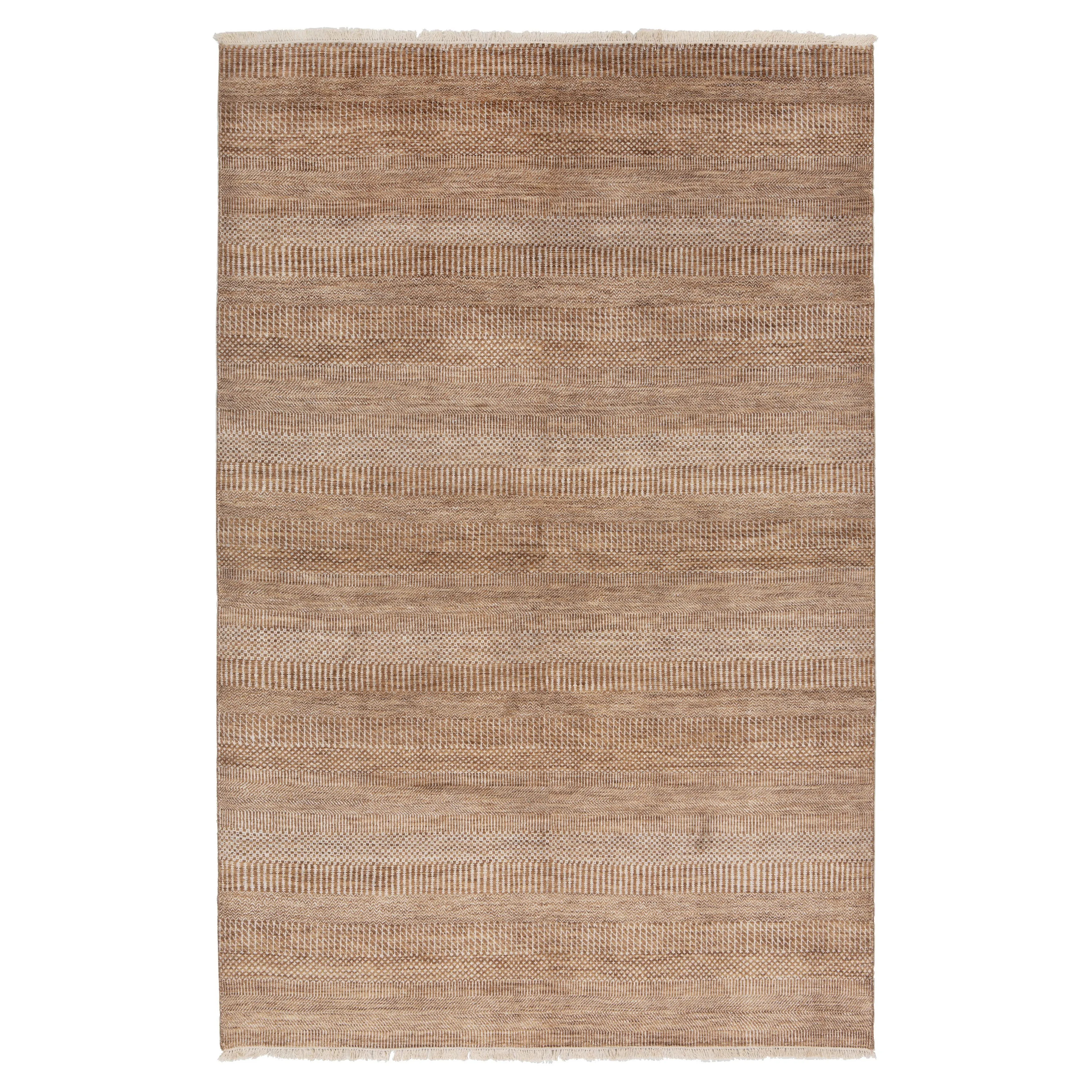 Brown Modern Wool Blend Rug - 6'2" x 9'4"
