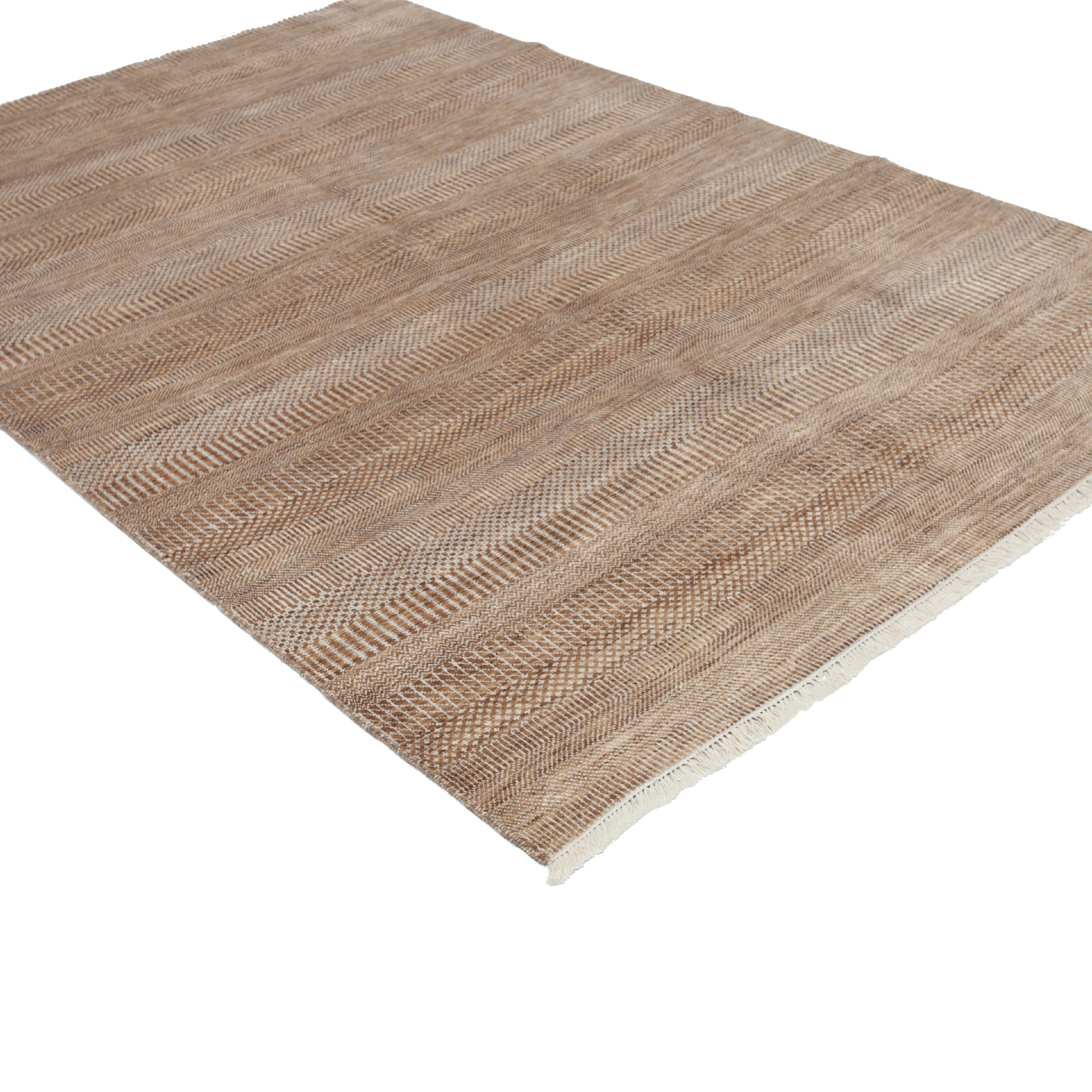 Brown Modern Wool Blend Rug - 6'2" x 9'4"