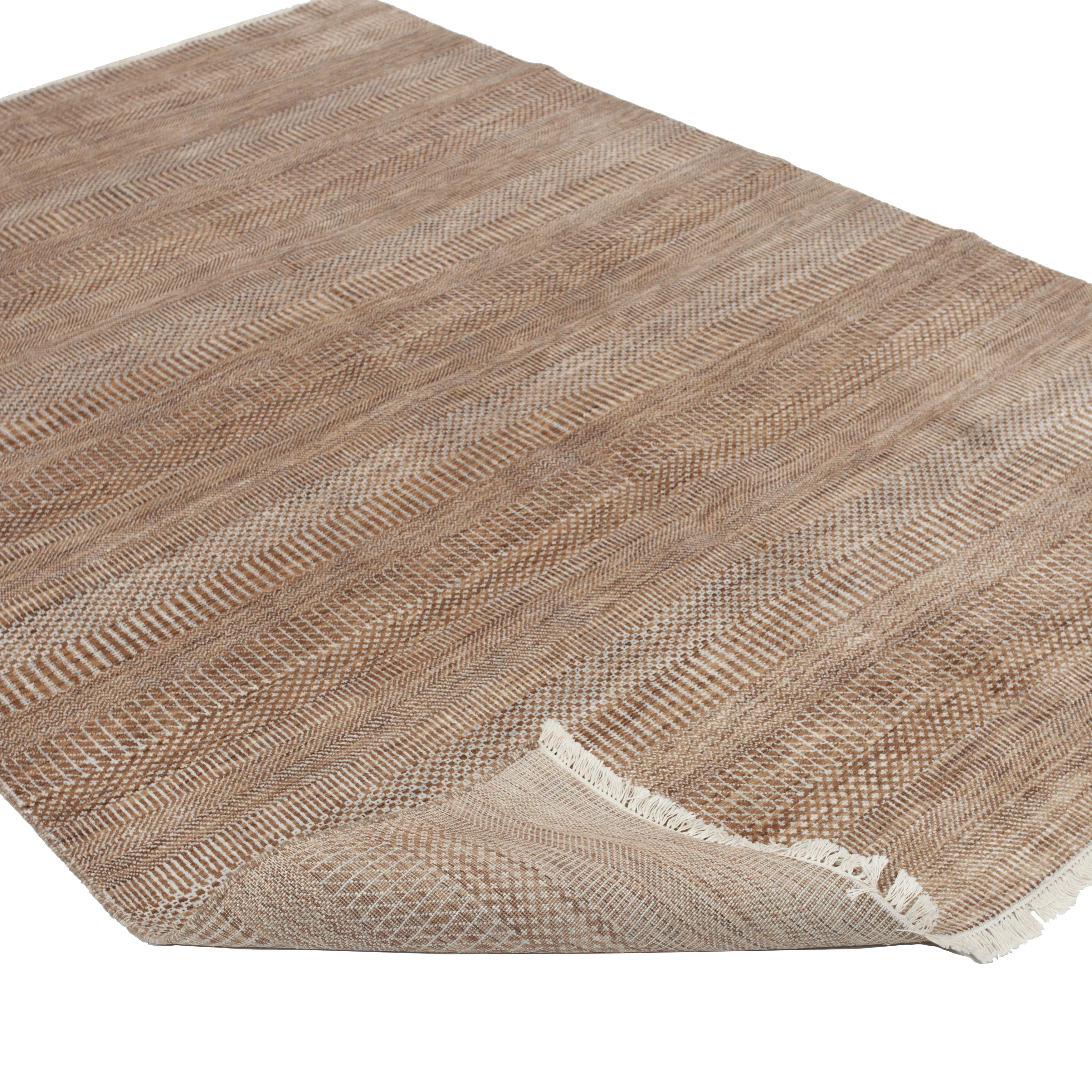 Brown Modern Wool Blend Rug - 6'2" x 9'4"