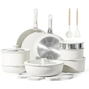 CAROTE 23pcs Pots and Pans Set, Nonstick Cookware Set Detachable Handle, Induction Kitchen Non Stick