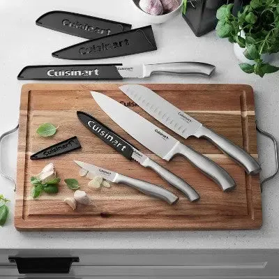 Cuisinart Classic 7pc Stainless Steel Hollow Handle Essentials Knife Block Set with Built in Sharpener Silver